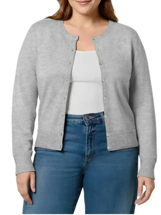 NEW GAP Womens Crewneck Cardigan Sweater NWT XXL 100% Cotton Gray - Picture 1 of 12